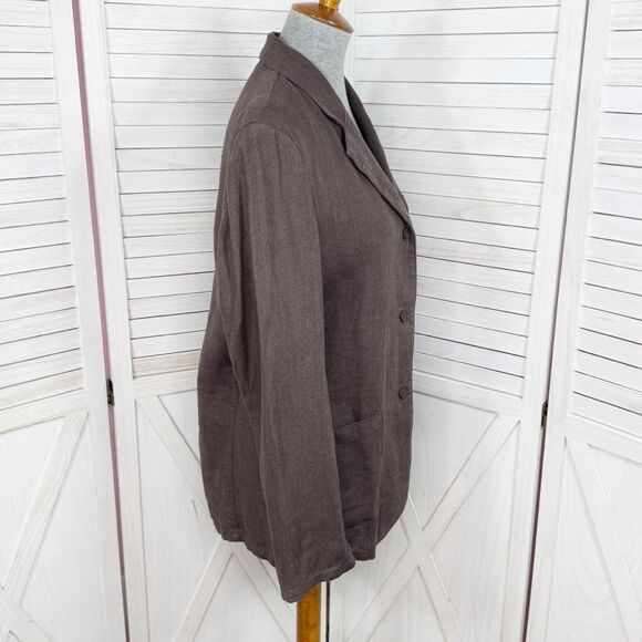 The Limited Brown Linen Boyfriend Blazer Jacket Taupe Size 9 Baggy Oversized - Picture 4 of 12